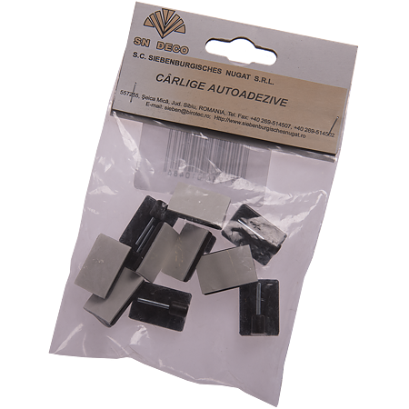 Carlige autoadezive pentru bara perdeluta, PVC, maro, set 10 buc