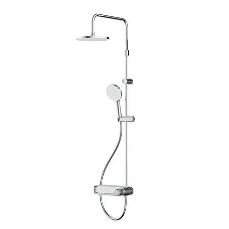 Coloana dus AM.PM X-Joy, bara reglabila, baterie cu polita, para de dus fixa, para de dus mobila cu 3 functii, furtun 175 cm, alama si plastic ABS