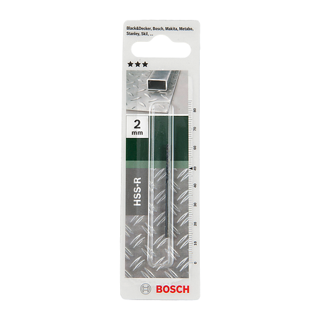 Set 2 burghie Bosch HSS-R DIN 338, mandrina standard, pentru metal, 2 mm