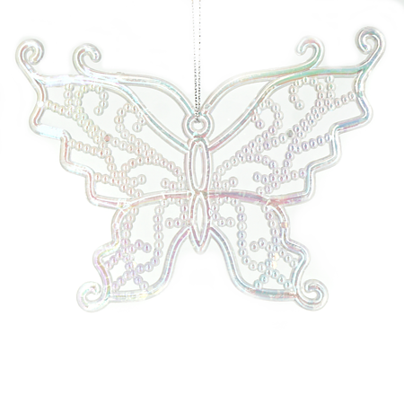 Decoratiune de Craciun fluturas, iridescent, plastic, 13 x 10 cm