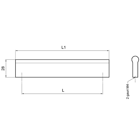 Maner Kale BR-204, aluminiu, satin-argint, 128 mm