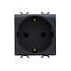 Priza schuko simpla Gewiss GW12241, incastrata, 2 module, contact de protectie, negru satinat