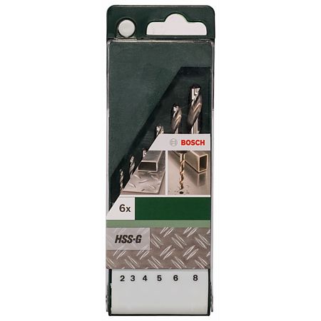 Set 6 burghie Bosch, HSS-G, DIN 338, mandrina standard, pentru metal, 2-8 mm 