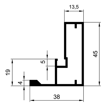 Profil maner rama geam din aluminiu, cu frezare Tip 3, 3 m