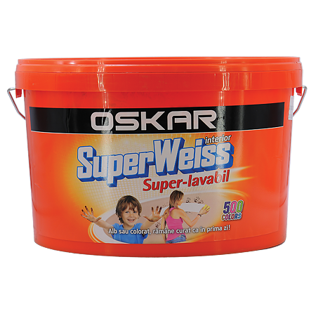 Vopsea lavabila pentru interior Oskar SuperWeiss cu ioni de Ag, 8,5L