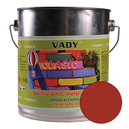  Vopsea alchidica Vady clasic, pentru lemn/metal/zidarie, interior/exterior, maro roscat, 3 kg