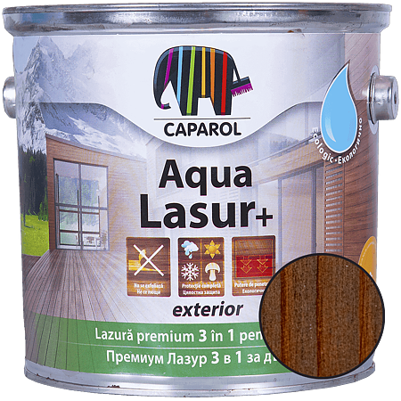 Lazura pentru lemn de exterior Caparol Aqua Lasur +, palisandru, 2,5 l