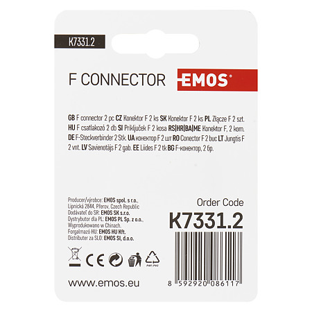 Set 2 conectori TV Emos, tip F, 6.8 mm, CB50, CB100