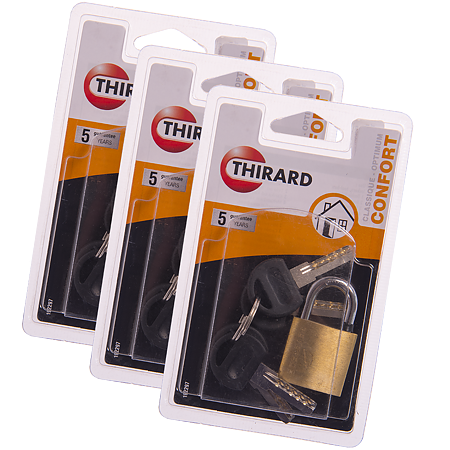 Lacat din alama, Thirard Reverso, l 30mm, 4 chei reversibile