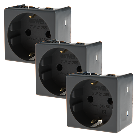 Priza simpla 2P+T System, Gewiss GW21265, 16A, negru Priza simpla 2P+T System, Gewiss GW21265, 16A, negru
