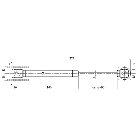 Piston cu gaz, 60 N, material metal, culoare gri