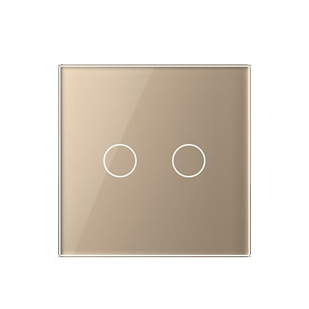 Panou intrerupator dublu Livolo VL-P702-2A, sticla securizata, auriu