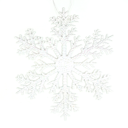 Decoratiune pentru Craciun, Fulg de zapada, plastic, alb sidef, 20 x 20 cm
