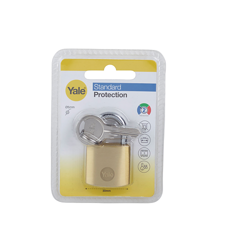 Lacat din alama Yale Standard Protection , 30 mm, 3 chei