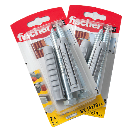 Diblu din nailon cu surub, Fischer SX, 14 x 70 mm, 10 x 95 mm, 2 buc