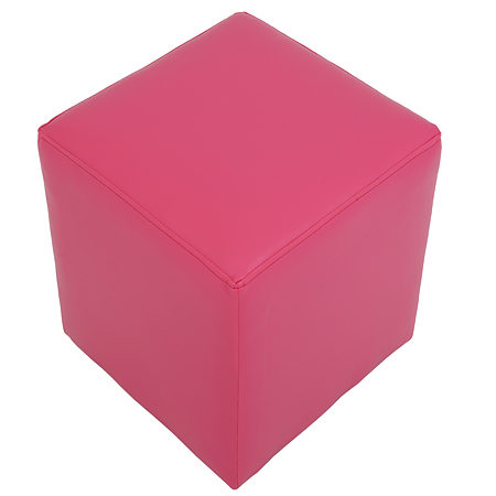 Taburet Cube, tapiterie piele ecologica, roz IP 21896, 45x37x37 cm
