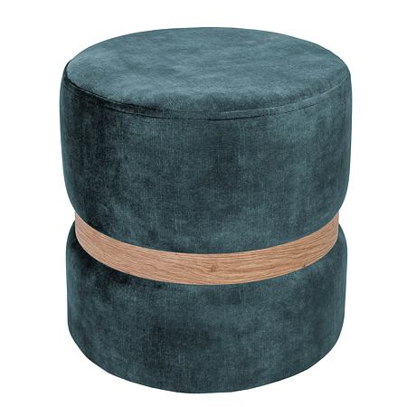 Taburet Ring, inel stejar, stofa turcoaz inchis P13, rotund, 38 x 38 x 40 cm