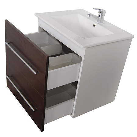 Mobilier baie suspendat Badenmob 054B, masca, lavoar, oglinda cu polita, wenge 