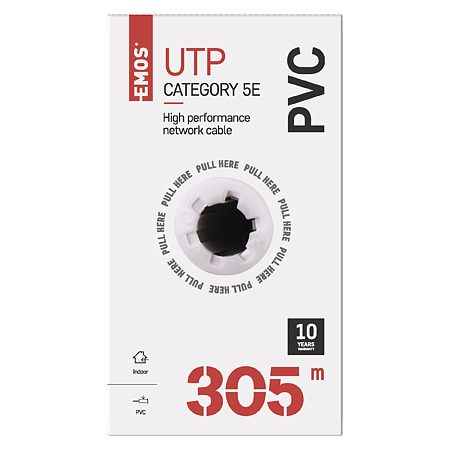 Cablu UTP cat5E Emos, 4 perechi, 24 AWG, nemufat, rola 305 m