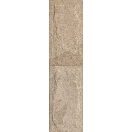 Gresie portelanata interior-exterior Kai Ceramics Samos, bej, aspect de piatra, finisaj rustic, 15,5 x 60,5 cm