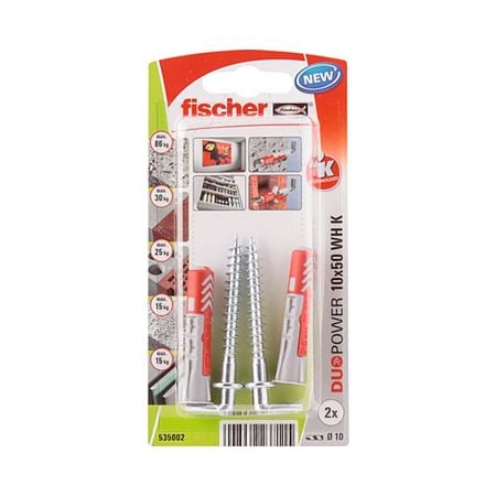 Diblu cu surub cap L Fischer Duopower, nylon, 10 x 50 mm, 2 bucati