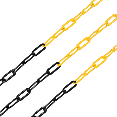 Lant pentru bariera, plastic, galben cu negru, 6 mm