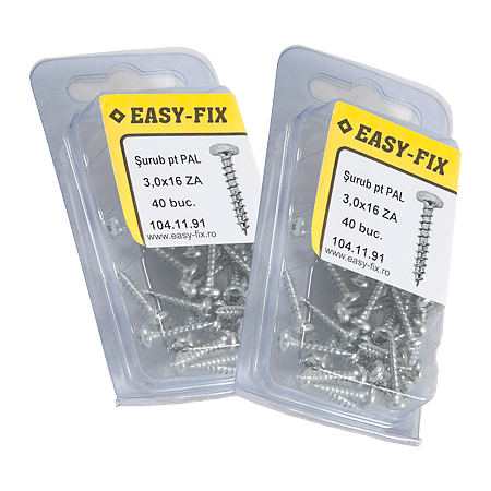 Set holsuruburi, cap bombat, otel zincat, 3 x 16 mm, 40 bucati