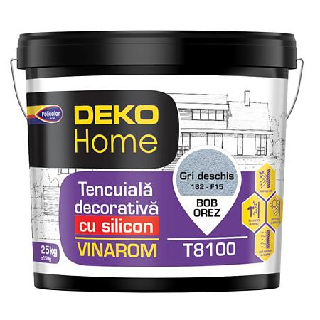 Tencuiala decorativa cu silicon Deko Home Vinarom T8100 F15, gri deschis 162, bob de orez, 25 kg