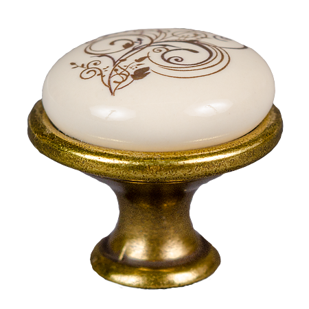 Buton antichizat Victoria MLK-10, zamac/portelan, 29 x 24 mm 