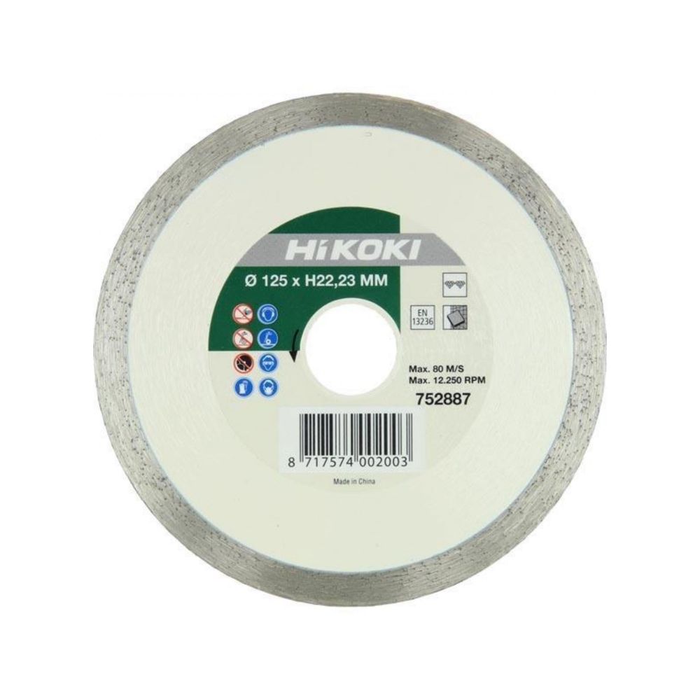 Disc Diamantat cu segment continuu pentru placi ceramice Hikoki 752887, 125 x 22.23 mm 125