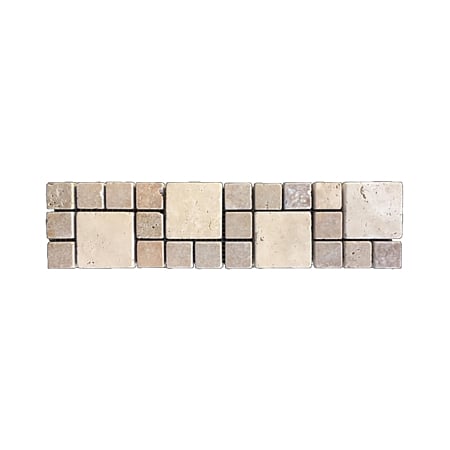Border travertin pe plasa, aspect antichizat, multicolor, 30.5 x 7.5 x 1 cm