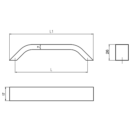 Maner-1007, aluminiu mat, 192 mm