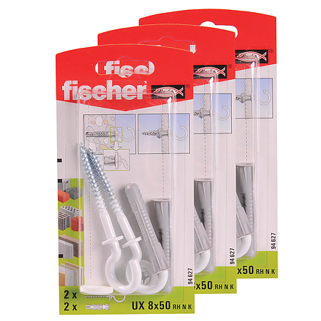 Diblu din nailon cu surub cu ochi, Fischer UX, 8 x 50 mm, 5,5 x 87 mm, 2 buc