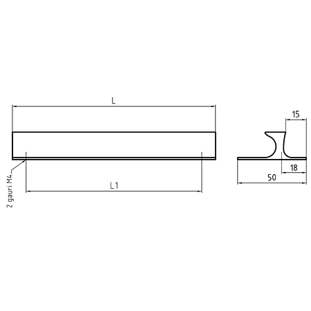 Maner AA358 192 mm, aluminiu mat