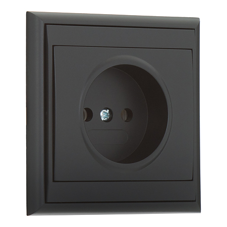 Priza simpla Luna, interior, negru mat