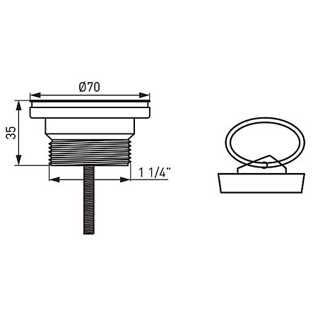 Ventil pentru lavoar 5/4 " Ferro 439.P, fara preaplin, otel inoxidabil, crom