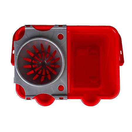 Galeata dubla cu storcator si roti, plastic, rosu, 15 l