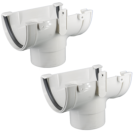 Racord jgheab-burlan, PVC Regenau, jgheab 125 mm, burlan 100mm, alb