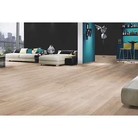 Parchet laminat 8 mm Kronospan Atlantic K453 Biscotti Oak, nuanta medie, clasa de trafic 32, twin click + si 1click2go pure + 1288 x 195 mm