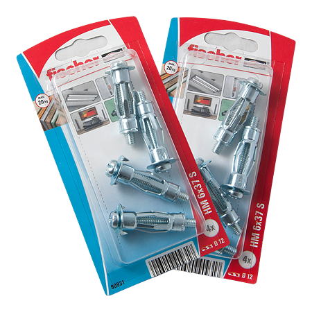 Diblu din metal cu surub, Fischer HM, 6 x 37 mm, 6 x 45 mm, 4 buc