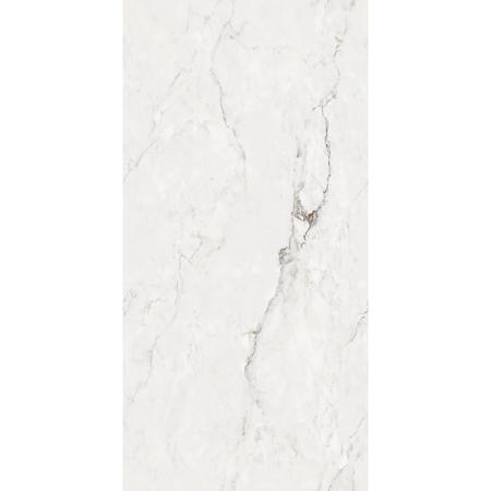 Gresie interior/exterior portelanata glazurata Bianco Lawa, rectificata, gri, lucios, aspect marmura, 8 mm, 80 x 160 cm