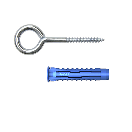 Diblu universal cu surub RawlPlug 4All, cap tip ochi, nylon, 8 x 40 mm, 8 bucati