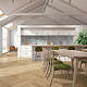 Gresie exterior/interior Cesarom Pavimento, portelanata, rectificata, bej, mat, decor parchet, PEI 4, clasa de aderenta R9, grosime 9 mm, 60 x 15 cm