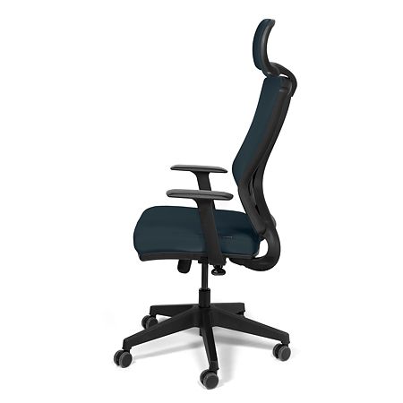 Scaun birou ergonomic bleumarin Kronsit Genova, tapiterie textila, rotativ, reglabil pe inaltime, 65 x 51 x 135 cm