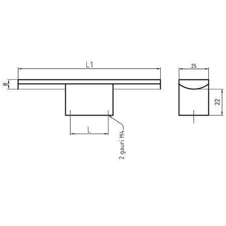 Maner AA356 120 mm, aluminiu mat