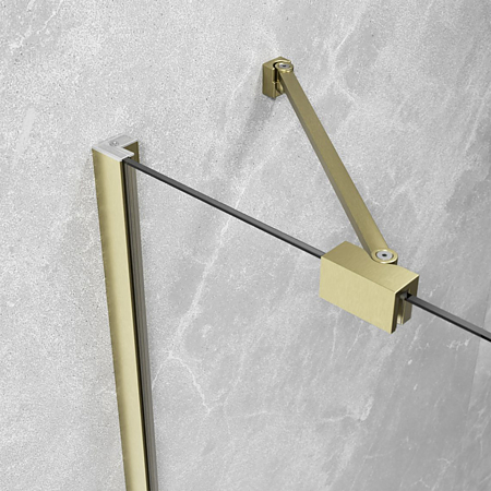 Cabina dus Radaway Essenza Brushed Gold KDJ, culisant, sticla 6 mm, Easy Cleen, 90 x 90 X 200 cm