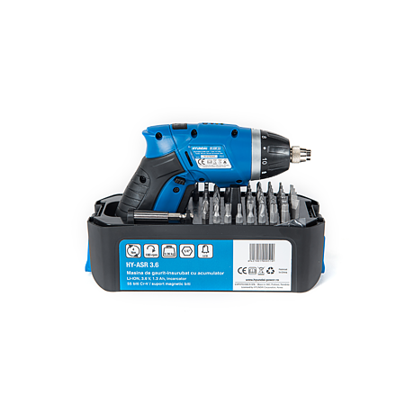 Masina de gaurit si insurubat Hyundai HY-ASR 3.6, acumulator, 3,6 V, 1300 mAh, 180 rpm