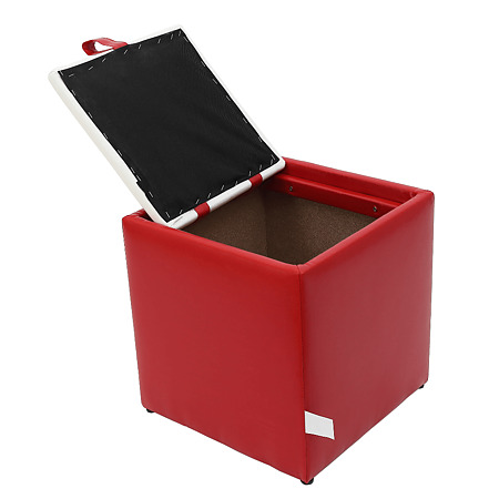 Taburet Box alb/ rosu IP, 37 x 37 x 42 cm