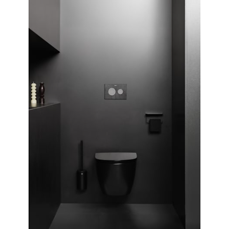 Capac WC Slim SoftClose Roca Ona, duroplast, inchidere lenta, negru mat
