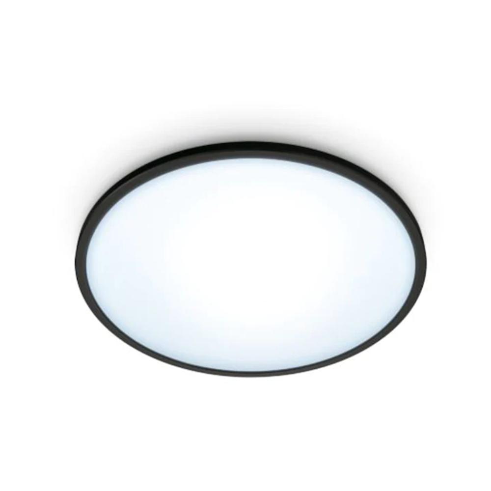 Plafoniera LED inteligenta WiZ SuperSlim, 14 W, negru, diametru 24.2 cm